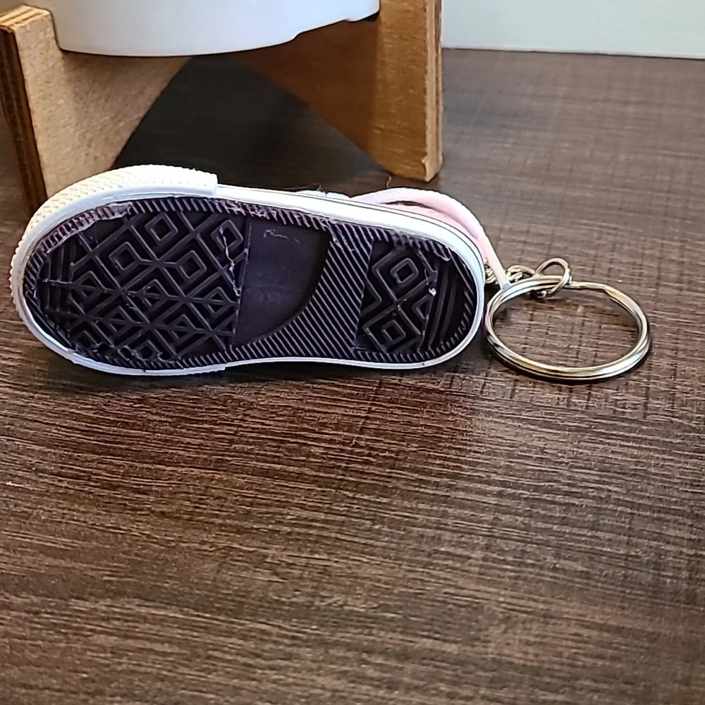 Pink Canvas Sneaker Keychain Cute Mini Shoe Keyring Bag‎ Charm Accessory